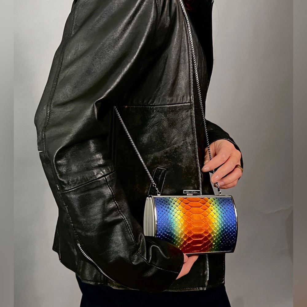 DEVI KROELL CARYLE Rainbow Butterfly Python Clutch - image 1